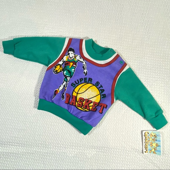 NWT Vintage QUACKERS Super Star Basketball Sweater Shirt; Toddler/ Infant Sz 12 - Picture 2 of 12